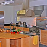 Kitchen teaching island for the cooking school.